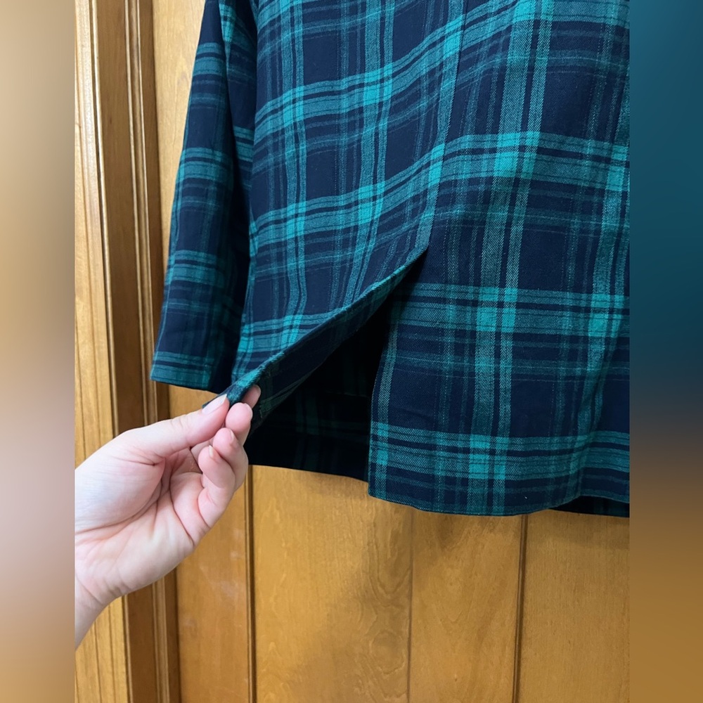 TCEC Plaid Blazer Size Medium Green and Blue Shoulder Pads Holiday Christmas - Picture 5 of 8